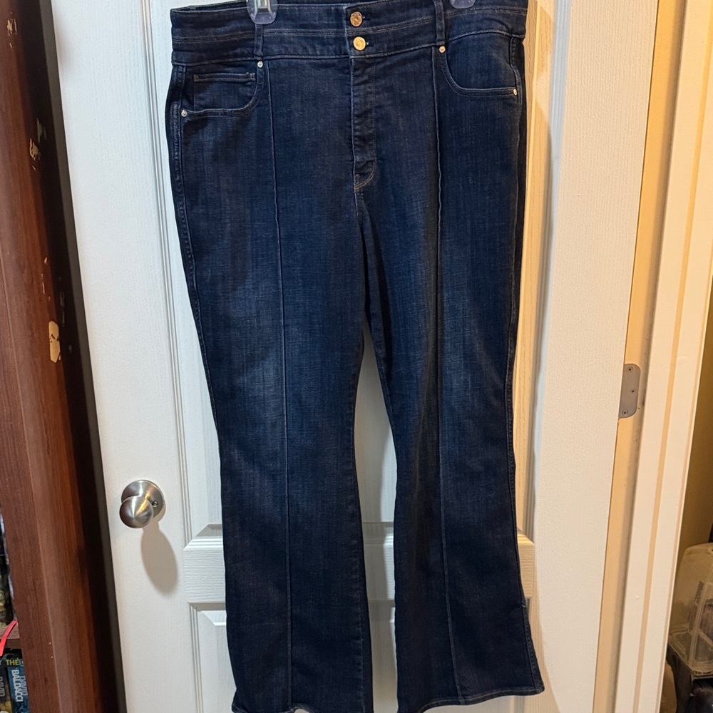 Women's Dark Indigo Wide Leg Jeans with Front Seam